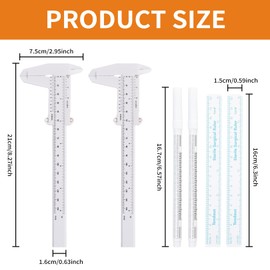 6 Pcs Eyebrow Mapping String,Tattoo Brow Marker Pen,White Pencil for Skin Marking Microblading Ruler Kit Makeup Face Stencil Plastic Measurement Caliper Measuring Eyebrow Mapping Pens,for Eyebrows
