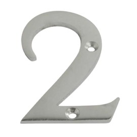 Satin Chrome Door Numbers Screw On 3 Inch Number 2 Door Number Elegant and Bold Door Numerals Suitable for All Door Types Including Wooden uPVC and Composite.