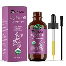 Aceite de jojoba de 2 oz, certificado orgánico por el USDA, 100 puro para el crecimiento del cabello, el rostro y la piel. Aceite capilar 100 natural 