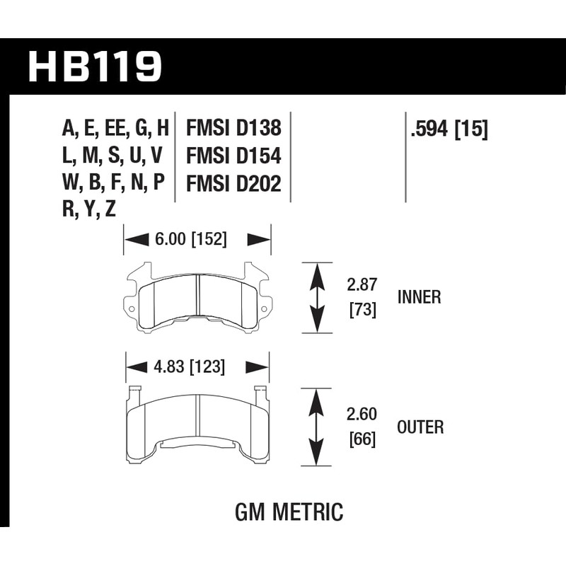 Hawk Performance HB119G.594 DTC-60 Motorsport Brake Pads