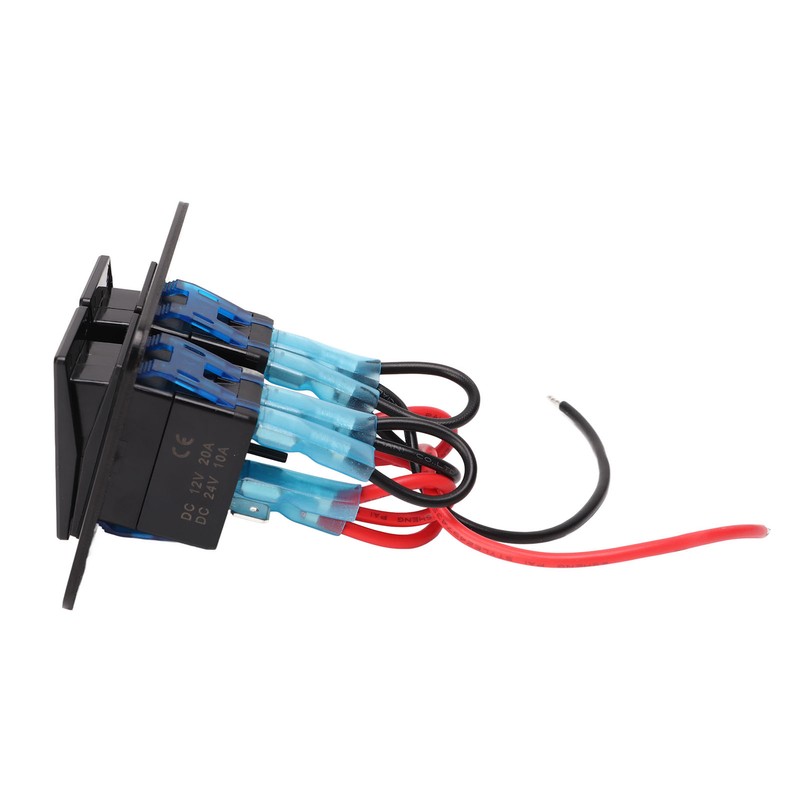 2 Gang Rocker Switch Panel Waterproof ON OFF Blue Backlit