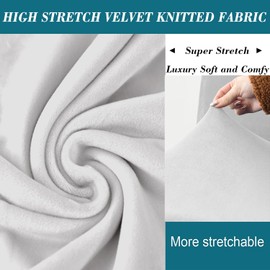 ANWUCHEN Ottoman Cover Rectangle,Stretch Velvet Ottoman Covers Thick Ottoman Covers Slipcover Rectangle Ottoman Slipcovers Soft Storage Ottoman Foot Rest Cover with Elastic Bottom White X-Large