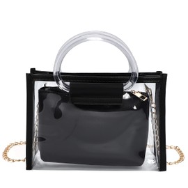 Halgio Clear Bag, Shoulder Bag, Handbag, Women's, Transparent, Small, Mini, Clear, Bag, Pouch, Shoulder Chain, Bag, Spring, Summer, Autumn, Winter, Stylish, Plastic Bag, Transparent Bag, Cute, Black,