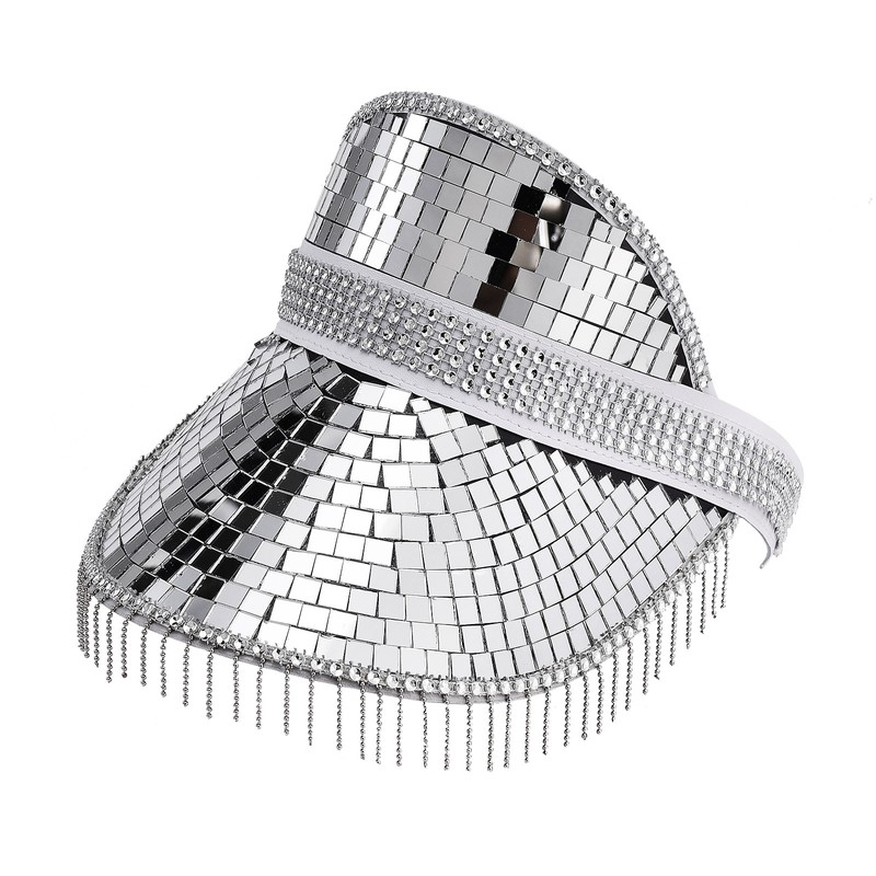 Glitter Mirror Sun Hat Silver For Summer Beach