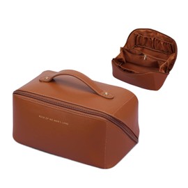 2025 Upgraded Travel Toiletry Bag Women's Large Capacity Cosmetic Bag Wash Bag Travel Toiletry Bags with Dividers and Handle for Women, Waterproof Leather Organiser, brown, Multifunctional toiletry
