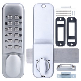 mumisuto Digital Door Lock, Keypad Combination Lock, Chrome Mechanical Code Door Lock for Access Restriction Latch Door Lock Keyless Entry Door Lock Anti Theft Codes Lock for Home Gates Office