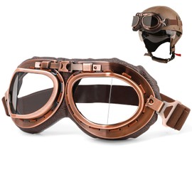 JUGCUT Motorcycle Goggles,Vintage Racer Sports Helmet Sunglasses, Hiking Ski Goggles Eyewear for Cruiser, Scooter Steampunk Half Helmet Motorcycle Cruiser Scooter Goggle Men Women