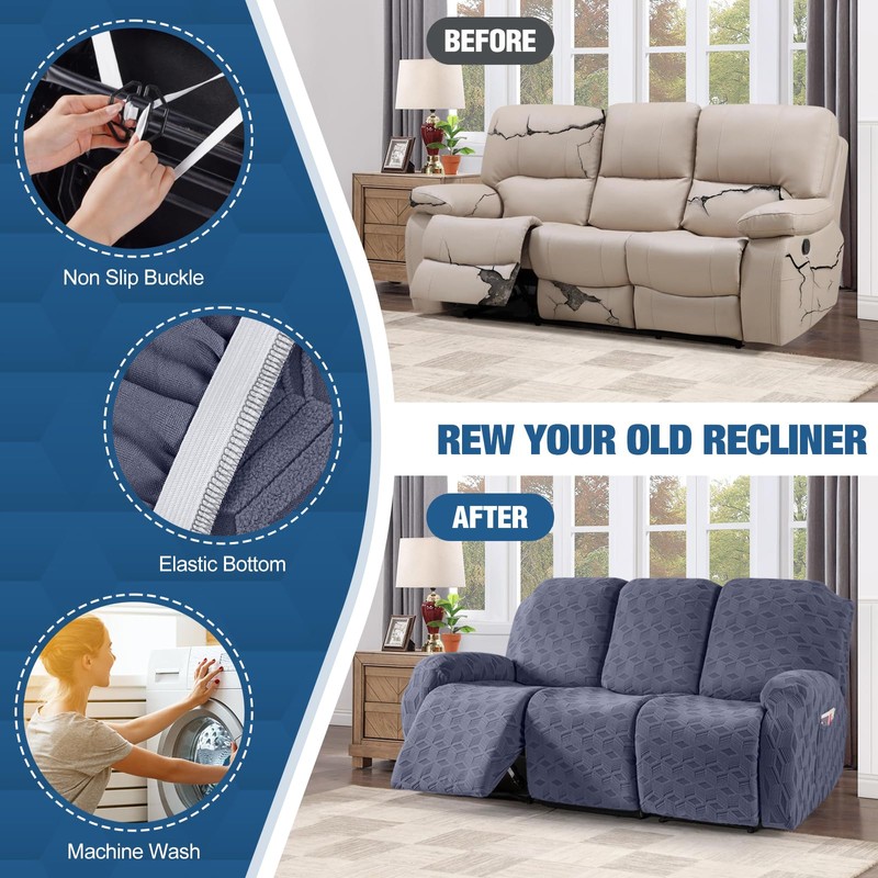 TAOCOCO Recliner Sofa Covers Stretch Reclining Couch Cover, Jacquard Recliner