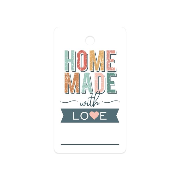 White Homemade with Love Gift Tags / 100 DIY Handmade with Love Gift Tags / 2" x 3.5" Flat Colorful Craft Fair Party Favor Tags/Made in The USA