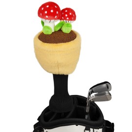 Mushroom Plush Golf Driver Headcover with Sock, Funny Golf Head Cover Fits for 460cc Driver,Unique Golf Gift