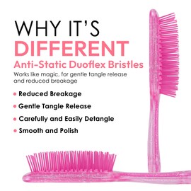 Detangling Brush for All Wet or Dry Hair Types - Pain-Free Brushing, Vented Hair Brush -Lightweight Handle with Extreme Flex to Contour to Scalp (Pink Glitter)