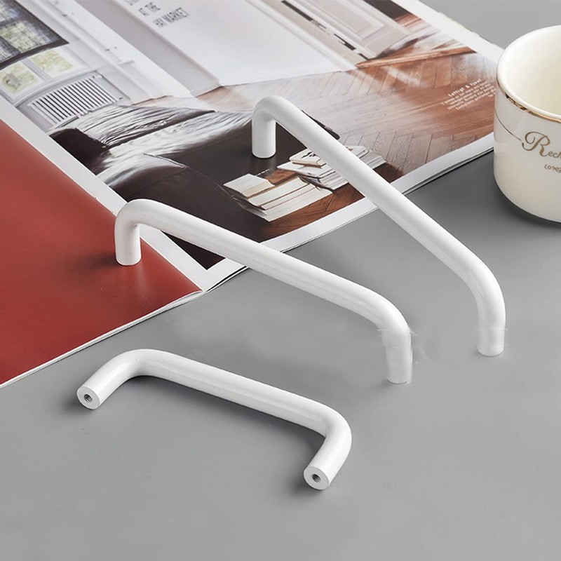 voleseni 4 Pack Aluminum Solid Cupboard Handle, Bright White U-Shaped