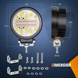 Nilight 2PCS 4.5 Inch 27W LED Light Bar Amber White Strobe 6 Modes Memory Function Off-Road Truck Car ATV SUV Cabin Boat with 16AWG Wiring Harness Kit-2 Leads, 2 Years Warranty