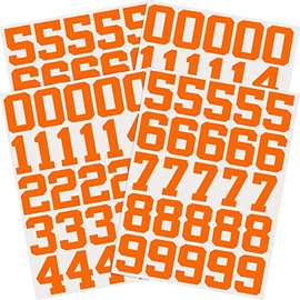 102 Pcs Sports Helmet Numbers Sticker 1.25 Inch Vinyl Helmet Numbers Decals Self Adhesive Hockey Helmet Stickers for Baseball, Hockey, Football, Lacrosse, Batting (Orange)