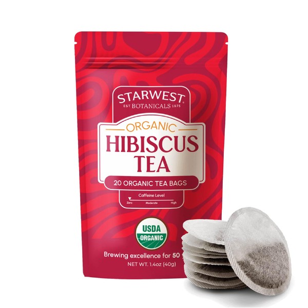 Starwest Botanicals Organic Hibiscus Tea - Caffeine Free Herbal Tea,