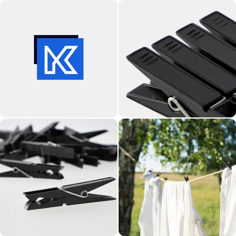 KADAX Clothes Pegs, 20 x Sturdy Plastic Clips, Colourful Sock