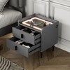 SPOFLYINN Modern Nightstand with Adjustable LED Lights Wireless Charging Station