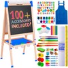 Blue Squid Art Easel for Kids - Dual-Sided Adjustable Wooden