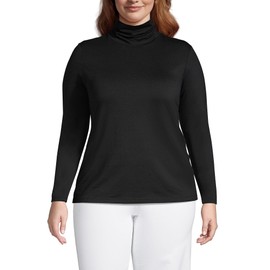 Lands' End Womens Long Sleeve Shaped LWCM Turtleneck Black Regular Small