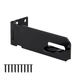 HTHOOOOOME 5 Inch Heavy Duty Door Locks Hasp Latch, Stainless Steel Security Packlock Clasp Hasp Lock Latch for Fence Gate, Gate, Shed Closet Cabinet, Black, 2 Pcs