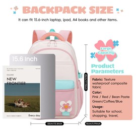 Amythe 22L-2361 School Backpack Girls Teenagers 2025 Backpack School Bag High School Bag Water Resistant for 15.6 Inch Laptop School Bag Casual Travel, pink, Rucksack Backpacks