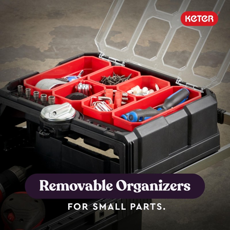 Keter Masterloader Resin Rolling Tool Box with Locking System and