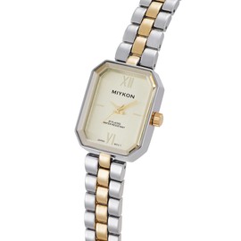 Miykon Dainty Watches for Women, Vintage Small Face Octagonal Square Womens Watch, Classic Luxury Style Bracelet Watch for Petite Thin Wrists, Cute & Unique - Japanese Quartz, Waterproof to 100ft (Silver Case with Gold Dial, 24mm, Two-Tone)