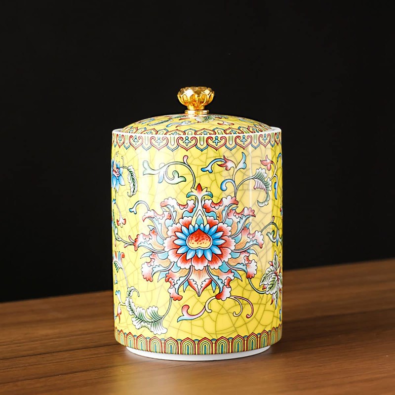 Bicuzat Enamel Ceramic Tea Caddy Tea Canister Tea Storage Container