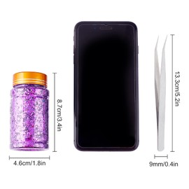 GORGECRAFT Gold Foil Flakes Metallic Foil Flakes Metal Gold Leaf with Tweezers for Nail Art, Painting, Crafts, Resin Jewelry Making, Purple