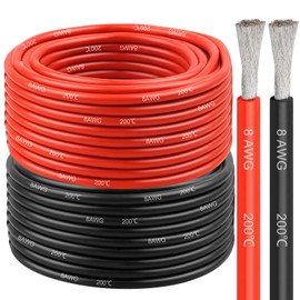 MOOKEERF 8 Gauge Silicone Wire 20 FT Red + 20 FT Black Tinned Copper Core, Flexible 8 AWG Copper Wire for Battery, Automotive, Solar, RC Car, Drones etc.