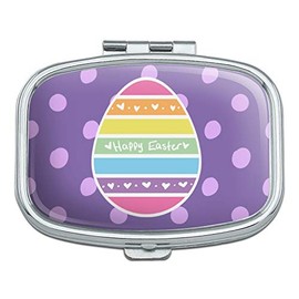 Cute Rainbow Happy Easter Egg Rectangle Pill Case Trinket Gift Box
