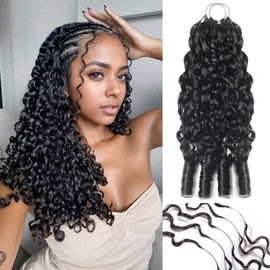 Feather Crochet Human Hair 18 Inch 50G Burmese Curly Knotless Pre‑Separated Invisible Crochet Bundles Lightweight Reusable Hair Extensions for Women Natural Black