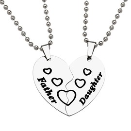 YangQian Father Daughter Necklace Gifts for Dad Birthday Christmas Gifts for Daughter Gifts from Dad Daughter Necklace Set for 2 Half Heart Necklaces Gift for Dad and Daughter