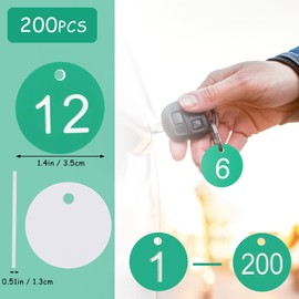 Tenare 1-200 Plastic Number Plates, Numbered Engraved Number Plates, Beehive Labels, ID Tags with Hole, without Key Rings (Green)