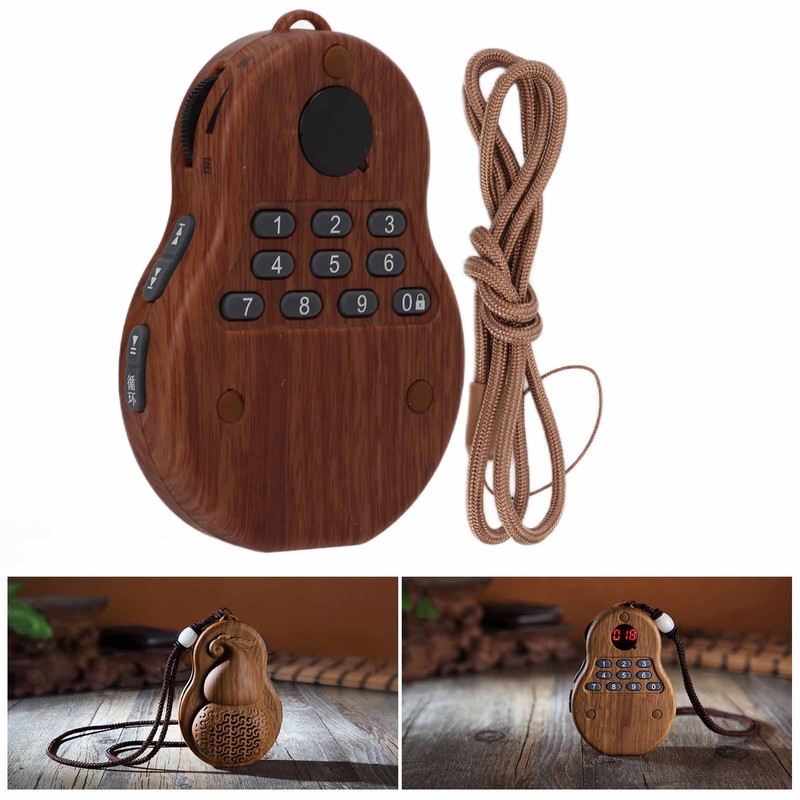 Buddha Player Mini Portable Wood Color Hanging Neck Music Buddhist