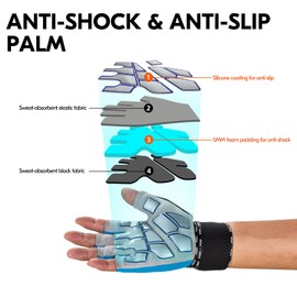 Vgo... 1Pair Fitness Gym Workout Gloves with 18"(45CM) Wrist Wrap Straps,Lightweight,Fingerless Weight Lifting Gloves for Exercise,Weightlifting,Fitness,Training(MF0031)