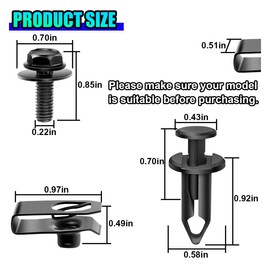 ZIMISI Engine Under Cover Splash Shield Guard Body Bolts Screws, Auto Body Panel Push Retainer Fastener Rivet Clips, Car Bumper Fenders Liner Replacement Clip, U-Nuts Kit for Most Vehicle (35PCS)