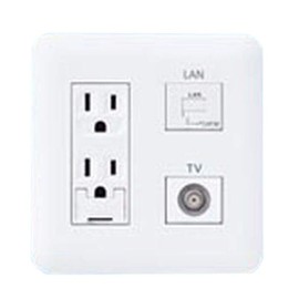 Panasonic Cosmo Series WTF34373W Wide 21 Embedded Multimedia Outlet with Ground Terminal Double Outlet TV/High Shield 10-3224MHz CAT5E White