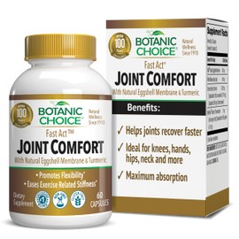 Botanic Choice Botanic Choice Fast Act Joint Comfort with NEM Natural Eggshell Membrane, Turmeric Curcumin, Bioperine, & White Willow Bark, Supports Joint Health, 60 500mg Capsules