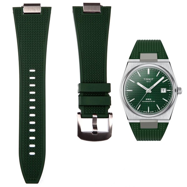 Strapseeker Waffle Tissot PRX FKM Rubber Watch Band for -