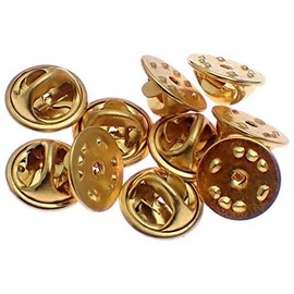 Pin Badge Catch Diameter 0.5 inch (12 mm) Clasp Butterfly Clutch Gold Color Set of 10
