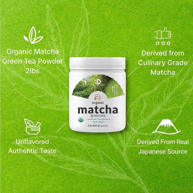 Organic Matcha Green Tea Powder, 2 lb (907g) | First
