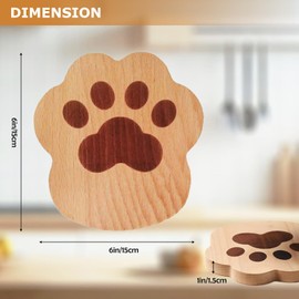 Cat Paw Wooden Trivet – 6" x 6"Heat-Resistant Pot Holder for Kitchen & Dining Table, Cute Cartoon Paw-Shaped Wood Hot Pad for Cooking, Serving, or Home Décor (Oak Cat Caws)