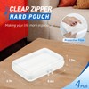 4 PCS Clear Zippered Hard Pouch, Durable, Waterproof Storage Case
