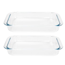 1.5-Quart Tempered Glass Oblong Baking Dishes, Set of 2