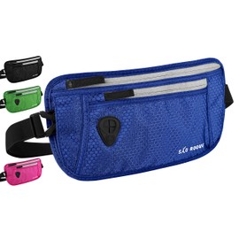 SAO ROQUE ® Bum Bag for Men and Women, Passport Case, Belt Bag, Travel Gadgets with RFID Blocker, Hip Bag, Stylish, Money Belt, Flat, Navy-Blue (S), RFID Blocking Money Belt