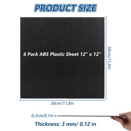 GBACHOOSE Pack of 6 Plastic Plates, 30 x 30 cm ABS Plastic Plate, Plastic Plate 3 mm, Plastic Panels Black, Plastic Plate for Model Making, Home Decoration, Crafts, Mudguards