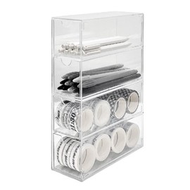 Ausla 4-Layer Stackable Transparent Glasses Storage Box, Sunglasses Organiser, Transparent, Easily Accessible Organiser for Office and Bedroom, Default