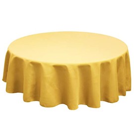 TableLinensforLess Polyester Round Tablecloth, 108 Inch Round, (Dark Lemon)