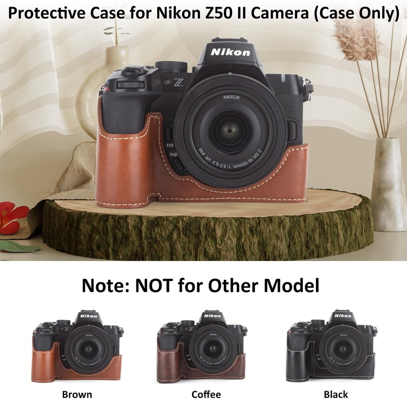 MUZIRI KINOKOO Case for Nikon Z50 II Camera, PU Leather